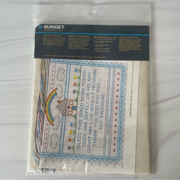 Sunset Counted Cross Stitch- Bless This Child - For 11x14 Frame- New- Kit #2981 - Picture 3 of 6